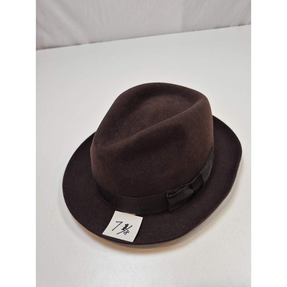 Christys' London Hat Fedora Trilby Fitted Mens 7 1/8 Brown Felt Lined England